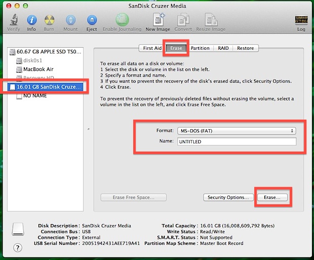 format a usb drive for linux from osx